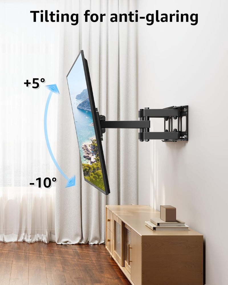 MOUNTUP EconoMe TV Wall Mount for Most 32-65 inch Flat Screen/LED/4K TVs, TV Mount with Swivel and Tilt Articulating Dual Arms, Full Motion Wall Mount up to 16” Stud, Max VESA 400X400mm, up to 99lbs - Image 2